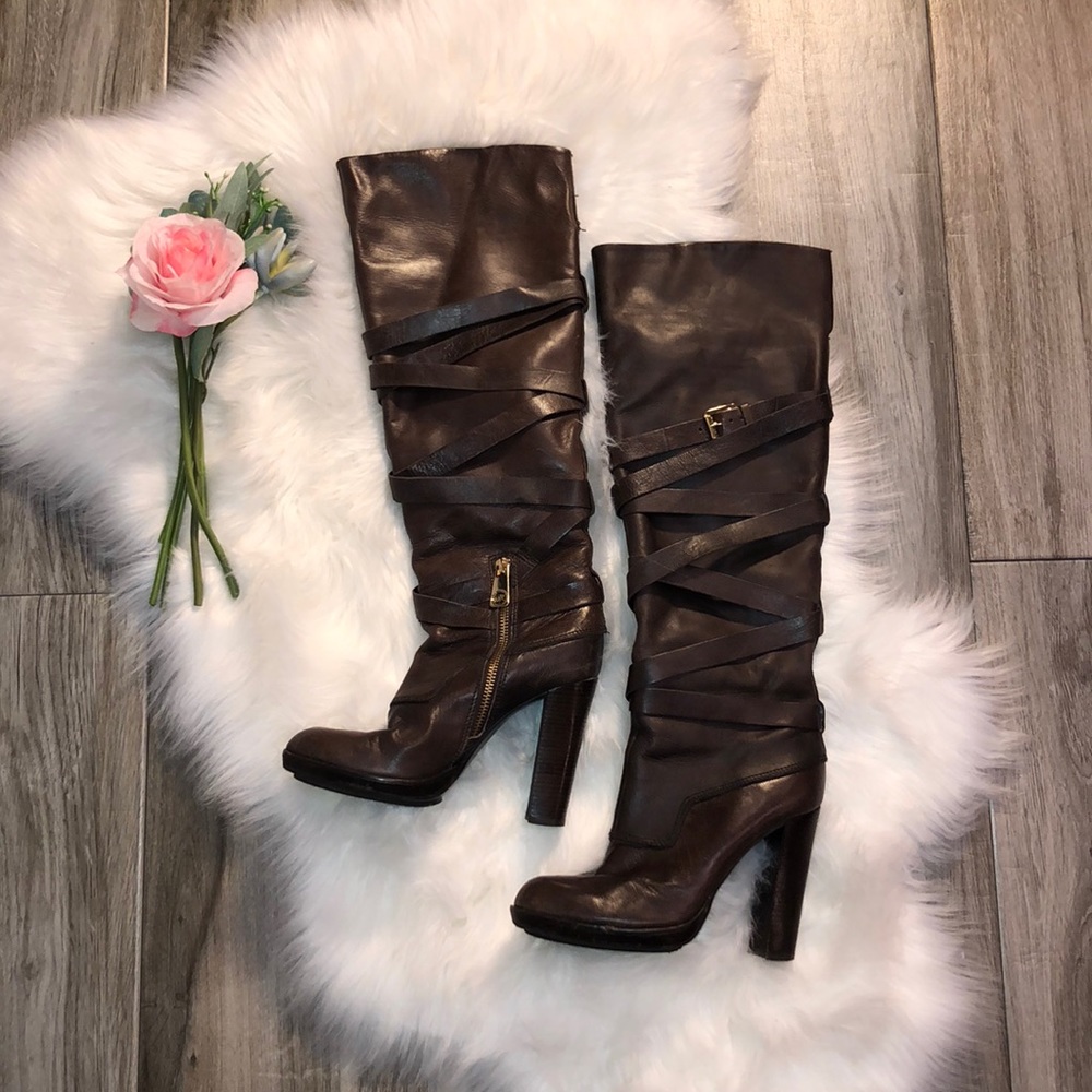 Micheal Kors Brown Leather Boots Sz 6
